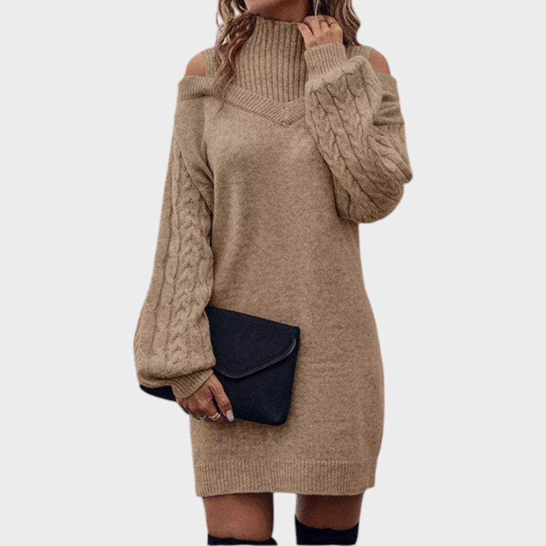 Ninia – Modisches schulterfreies Damen-Strickkleid – Ansicht 2