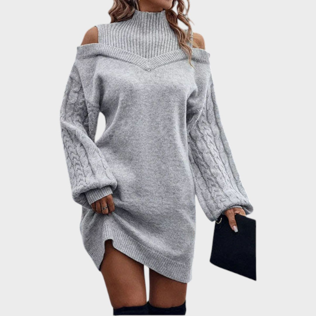 Ninia – Modisches schulterfreies Damen-Strickkleid – Ansicht 8