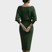 Janna – Weißes Satin-Midikleid mit Fledermausärmeln