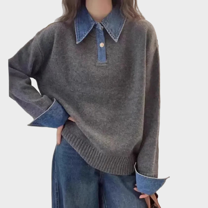 Harrow – Damen-Strickpullover mit Jeanskragen