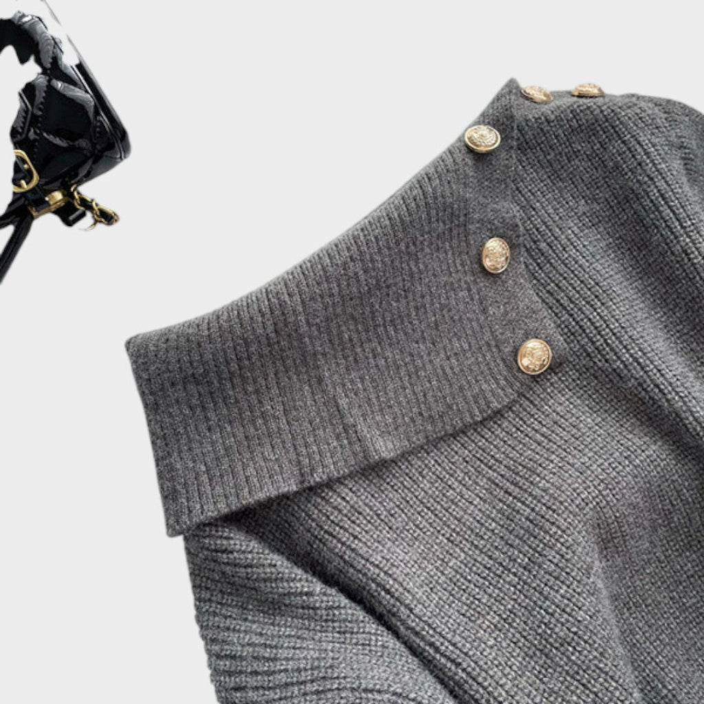 Chrisanthi | Modisches Kleid mit Knopfleiste, Fledermausärmeln