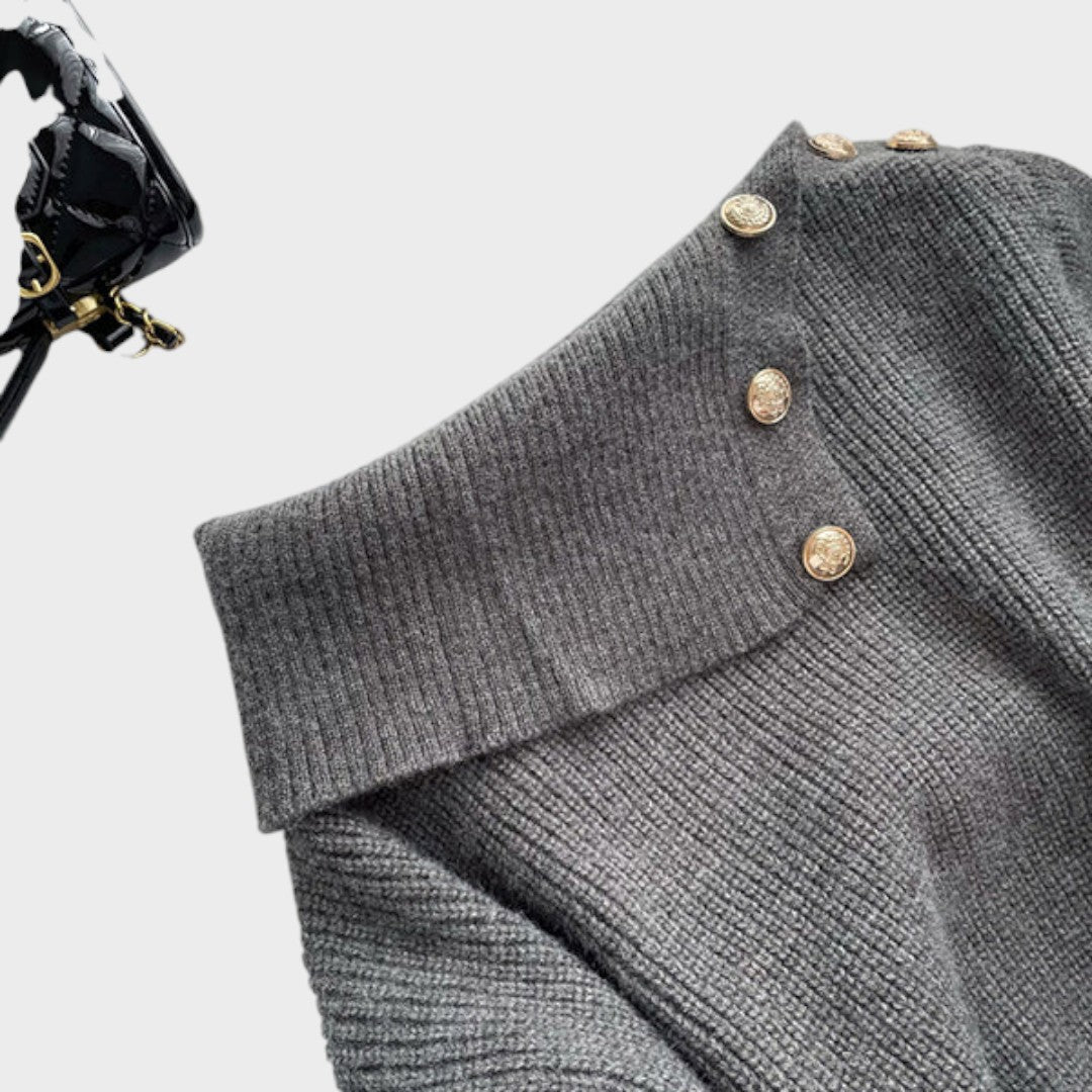 Chrisanthi | Modisches Kleid mit Knopfleiste, Fledermausärmeln