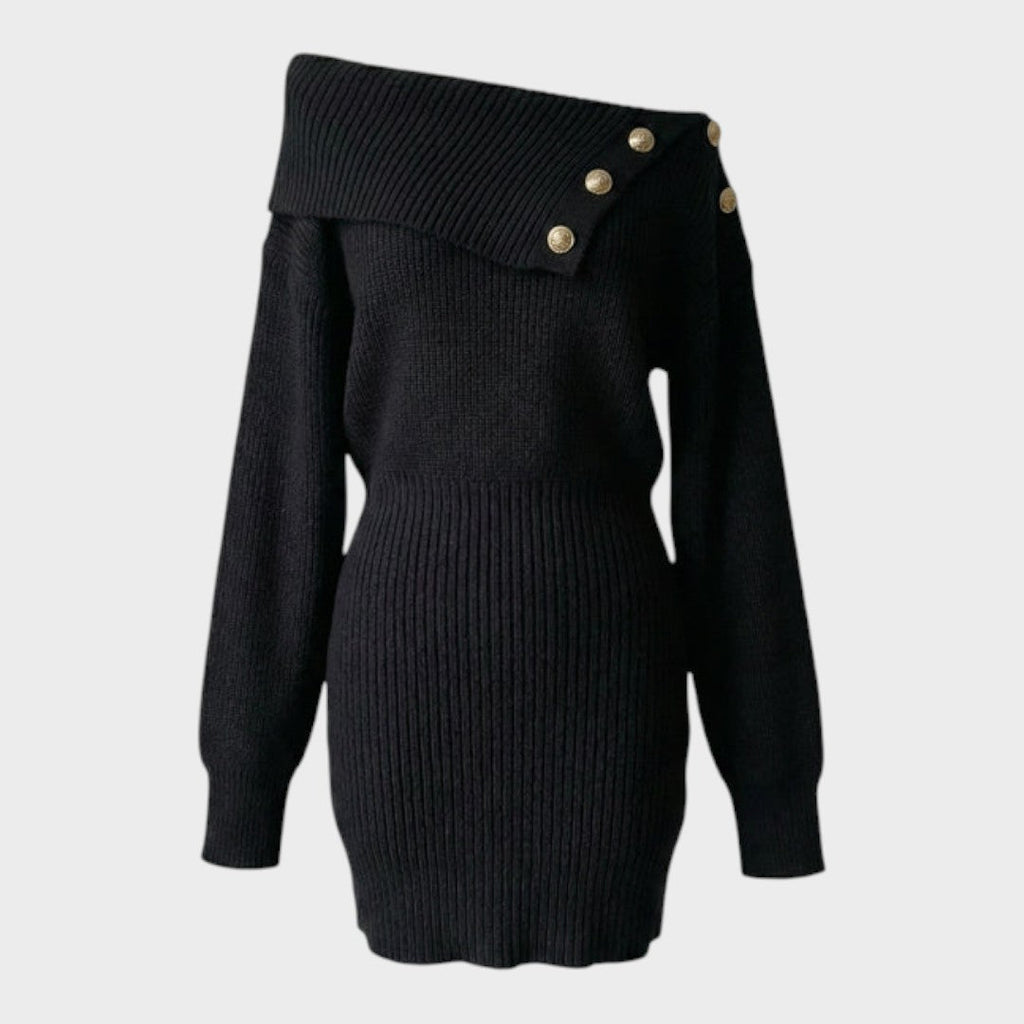 Chrisanthi | Modisches Kleid mit Knopfleiste, Fledermausärmeln