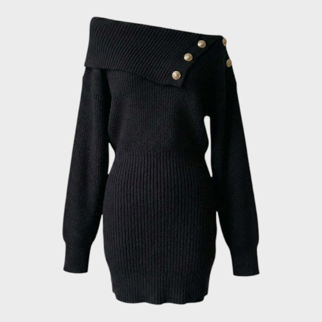 Chrisanthi | Modisches Kleid mit Knopfleiste, Fledermausärmeln