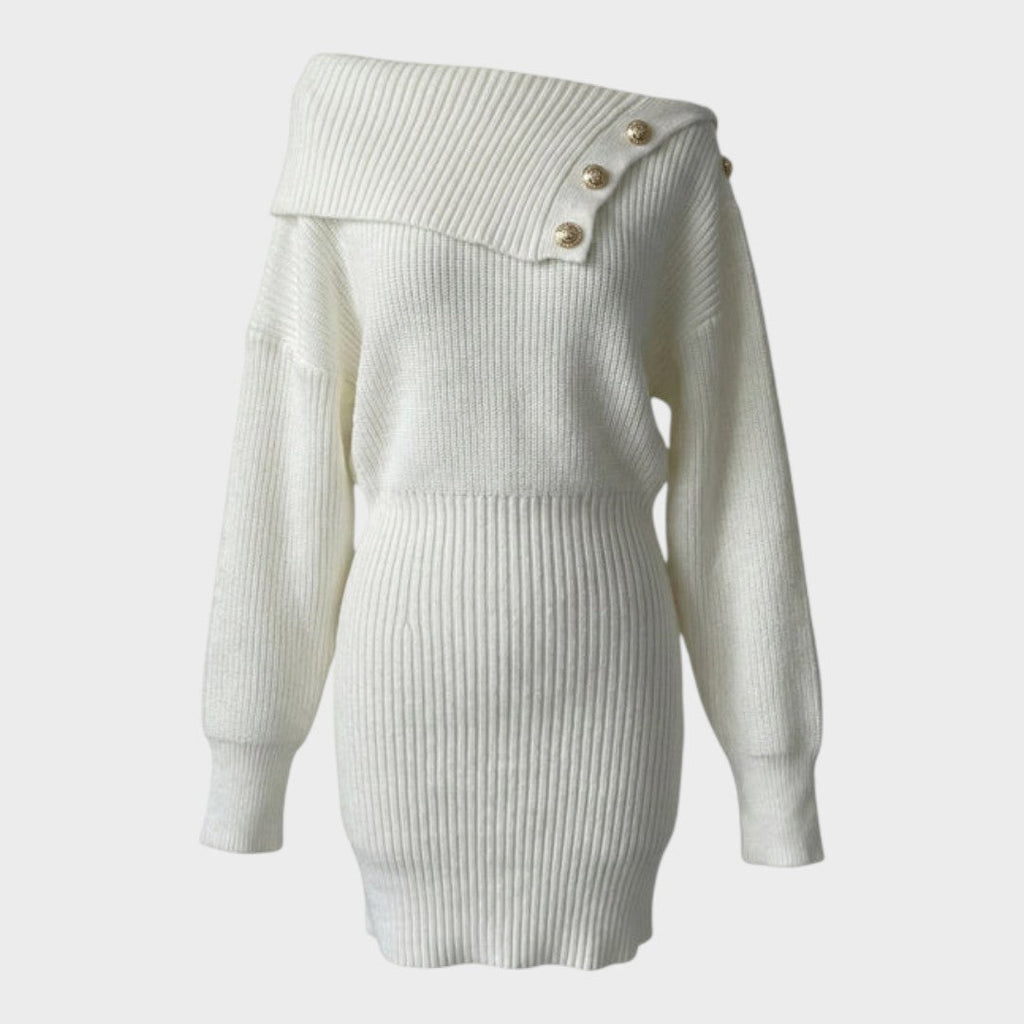 Chrisanthi | Modisches Kleid mit Knopfleiste, Fledermausärmeln