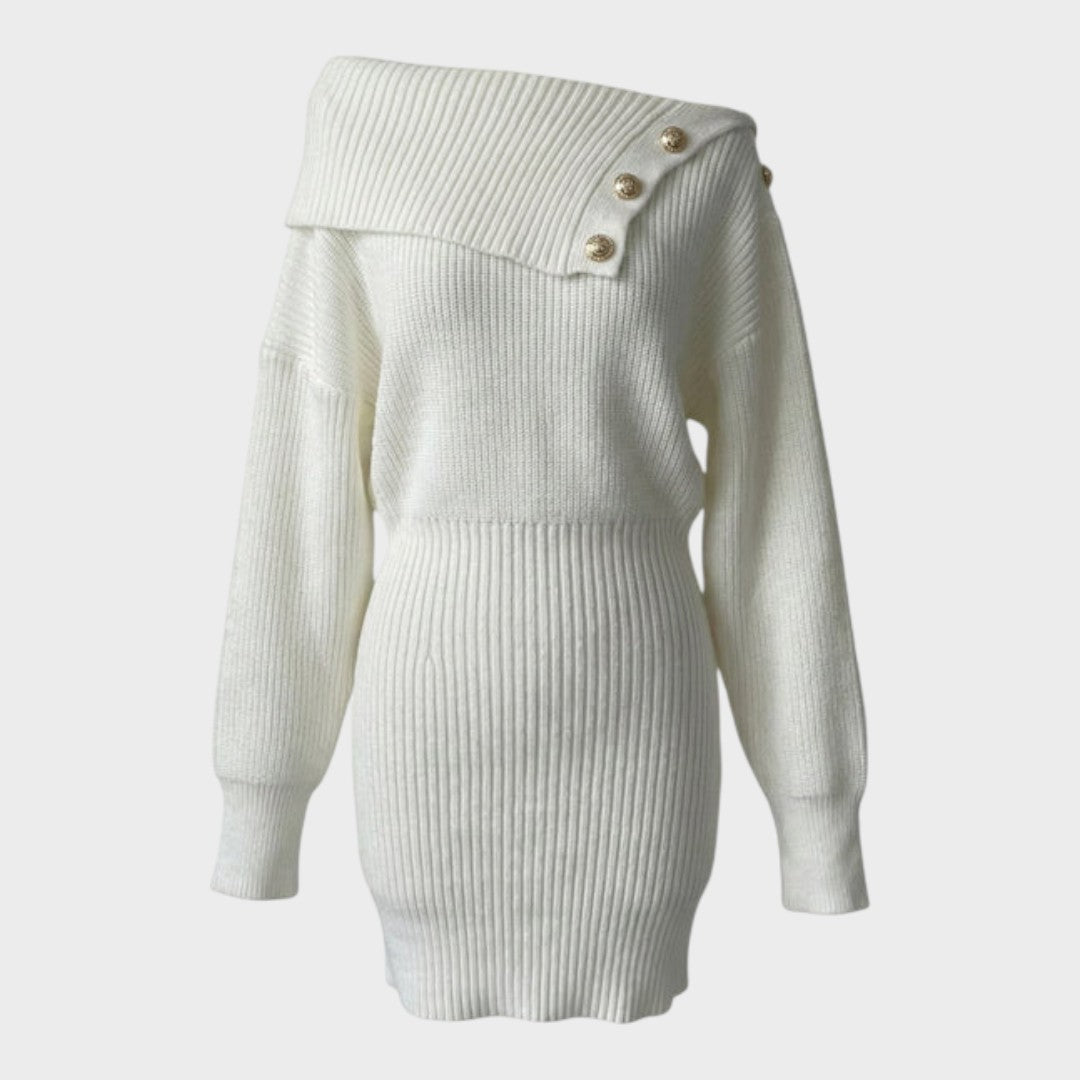 Chrisanthi | Modisches Kleid mit Knopfleiste, Fledermausärmeln
