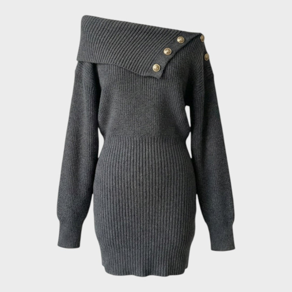 Chrisanthi | Modisches Kleid mit Knopfleiste, Fledermausärmeln