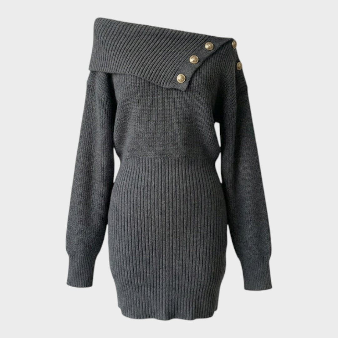 Chrisanthi | Modisches Kleid mit Knopfleiste, Fledermausärmeln