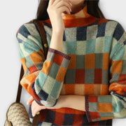 Damen-Patchwork-Rollkragenpullover Erika – Ansicht 6