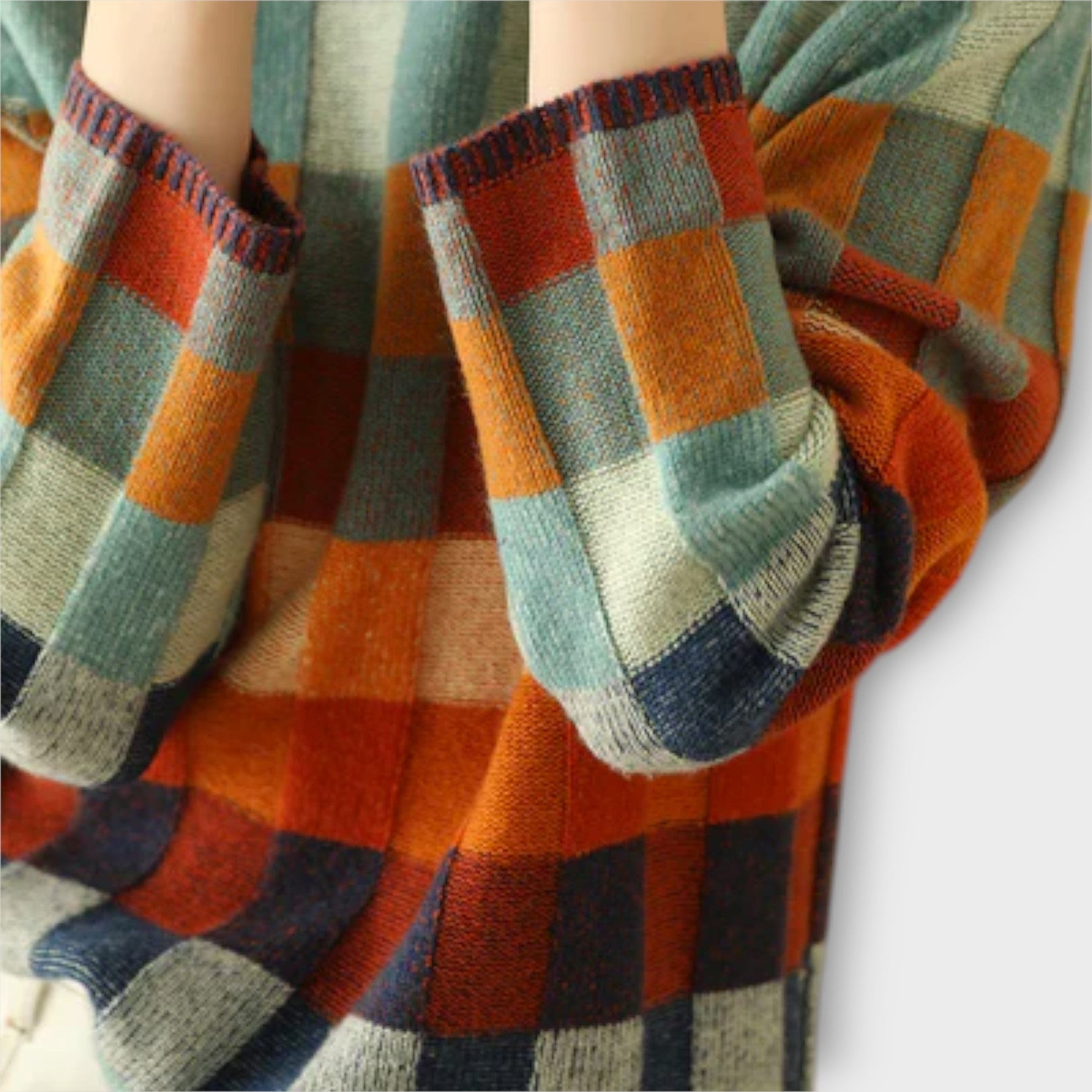 Damen-Patchwork-Rollkragenpullover Erika – Ansicht 7