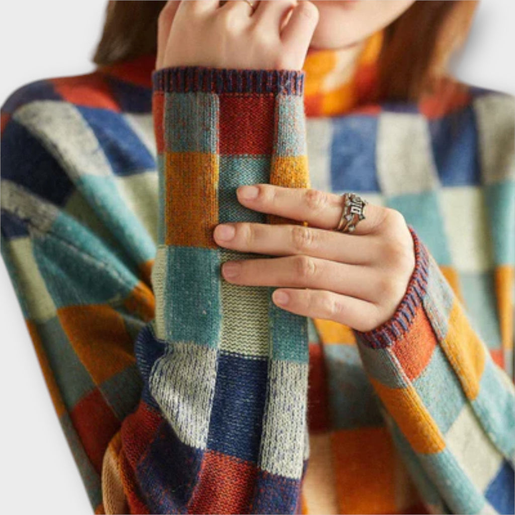 Erika - Patchwork-Rollkragenpullover