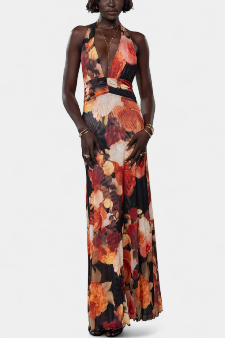 Melody – Maxikleid für Damen mit Punktemuster und tiefem Neckholder-Ausschnitt – Ansicht 9