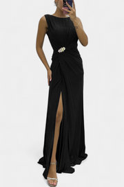 Shiloh – Plissiertes Maxikleid für Damen mit Seitenschlitz – Ansicht 5