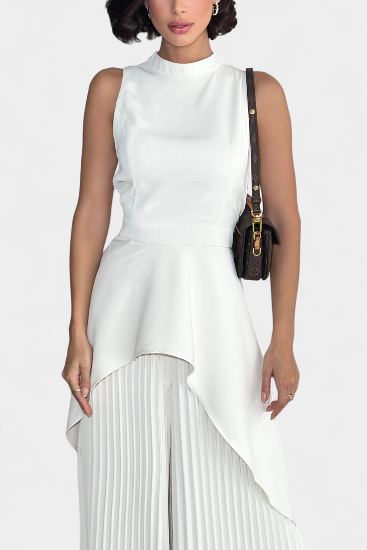 Asymmetrisches Damen-Set Chrysoula mit Plisseehose – Ansicht 4
