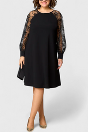 Bellezza – Spitzenkleid für Damen mit langen Ärmeln und Rundhalsausschnitt