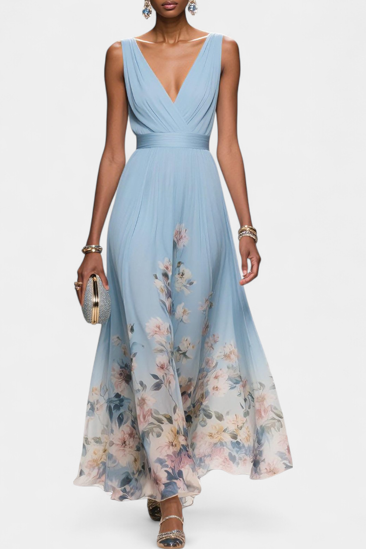 Sauline – Ärmelloses florales Maxikleid für Damen