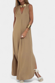 Felisa – Elegantes einfarbiges ärmelloses Maxikleid für Damen – Ansicht 4