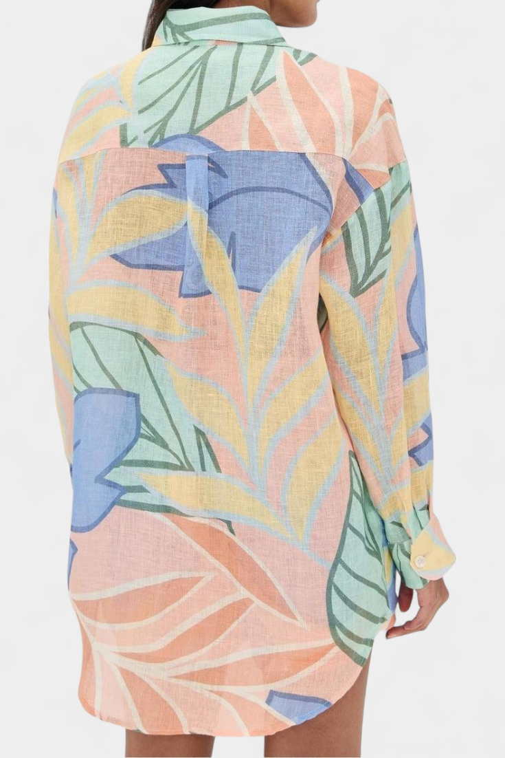 Tropisches Damen-Set Lumina mit Boyfriend-Hemd und hoch geschnittenen Shorts – Ansicht 5