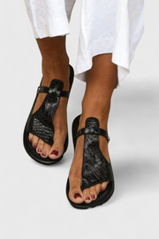 Schwarze Damen-Sandalen Tavia mit Animal-Print und Schnalle – Ansicht 2