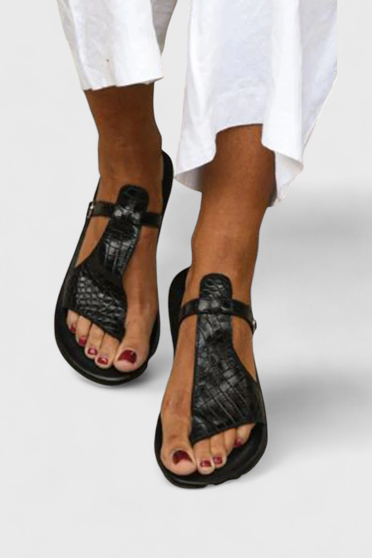 Schwarze Damen-Sandalen Tavia mit Animal-Print und Schnalle – Ansicht 2