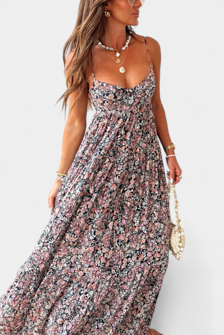 Reyna – Florales Maxikleid für Damen mit offenem Rücken – Ansicht 3