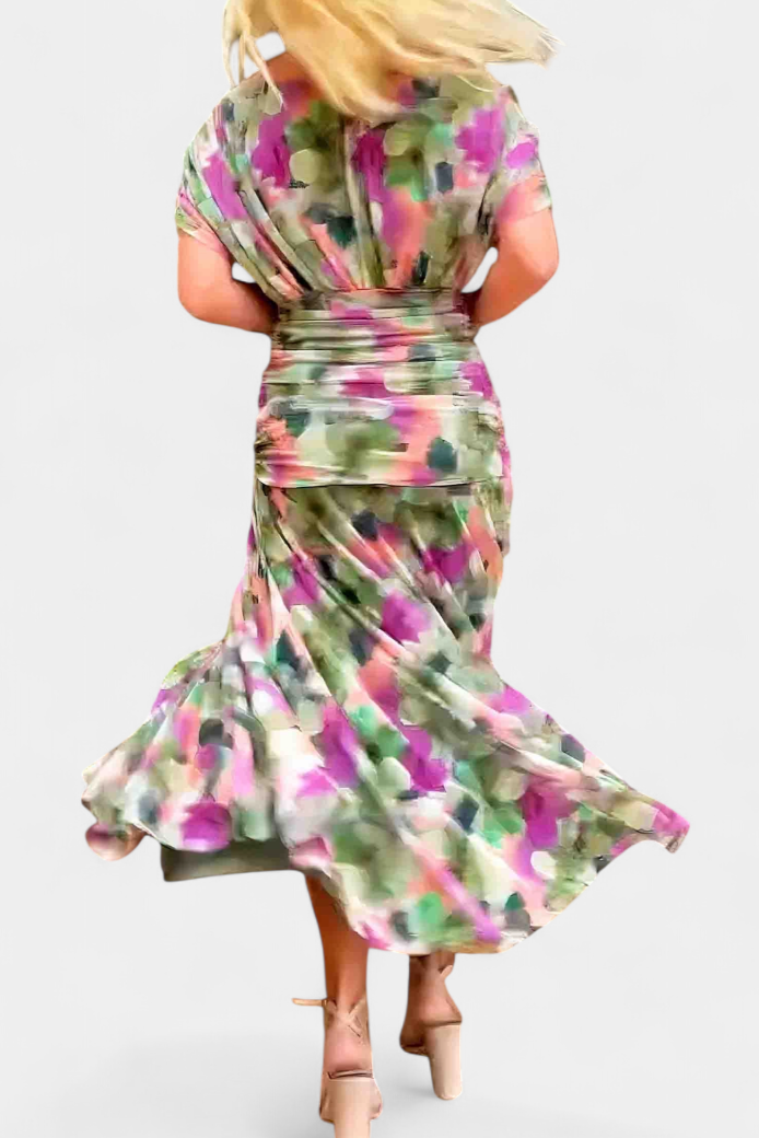 Florales Damen-Maxikleid Alondra mit V-Ausschnitt – Ansicht 2