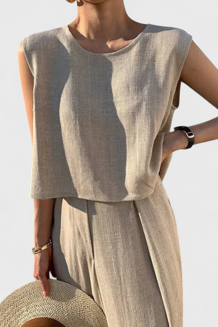 Damen-Set Lauren mit ärmellosem Top und weiter Hose – Ansicht 2