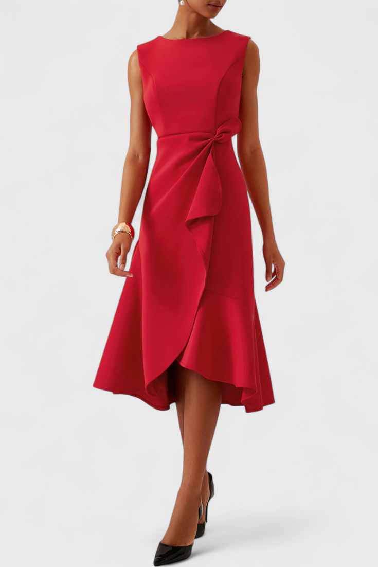 Asymmetrisches Midikleid Claudia für Damen mit Falten – Ansicht 2