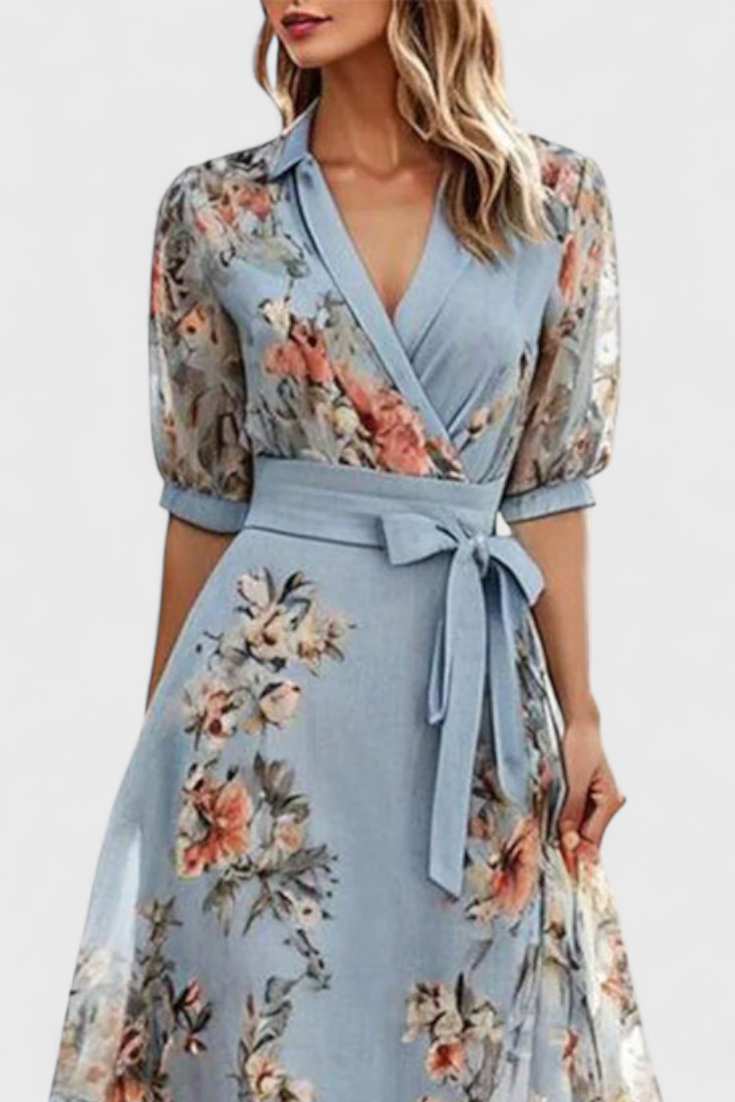 Arlet – Florales Midikleid für Damen mit V-Ausschnitt – Ansicht 2