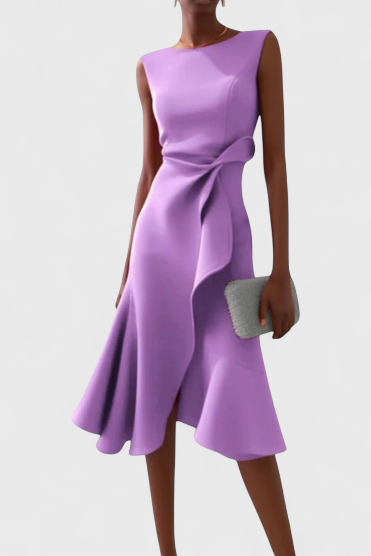 Asymmetrisches Midikleid Claudia für Damen mit Falten – Ansicht 8