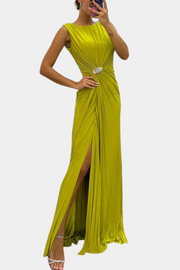 Shiloh – Plissiertes Maxikleid für Damen mit Seitenschlitz