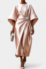 Ubelia – Langes Satin-Maxikleid für Damen mit glänzendem Finish in A-Linie – Ansicht 6