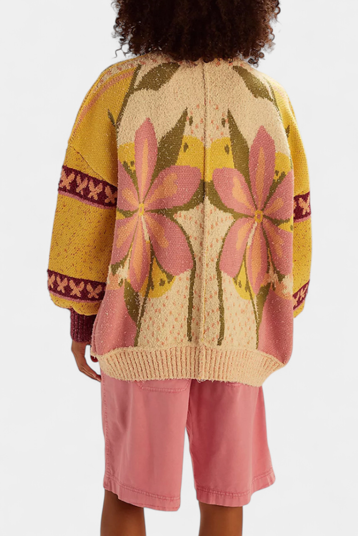 Damen-Strickjacke Casey mit Blumenmuster – Ansicht 3