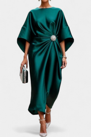 Ubelia – Langes Satin-Maxikleid für Damen mit glänzendem Finish in A-Linie – Ansicht 5