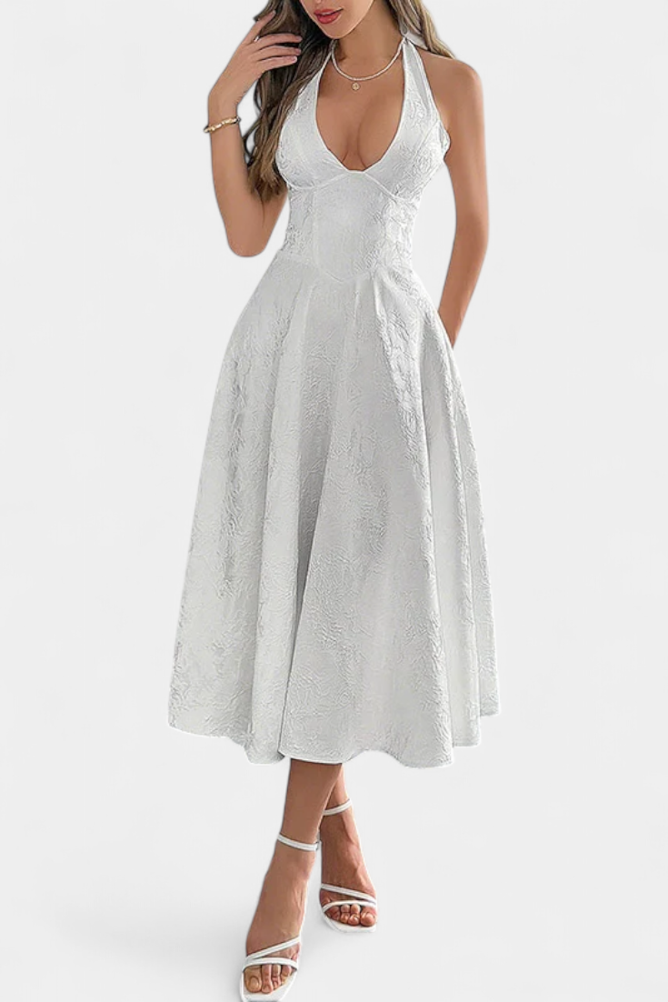 Gilda – Jacquard-Midikleid für Damen mit offenem Rücken – Ansicht 9