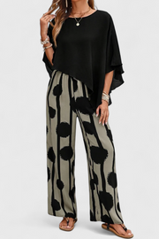 Asymmetrisches Damen-Set Aleida mit bedruckter Hose – Ansicht 2