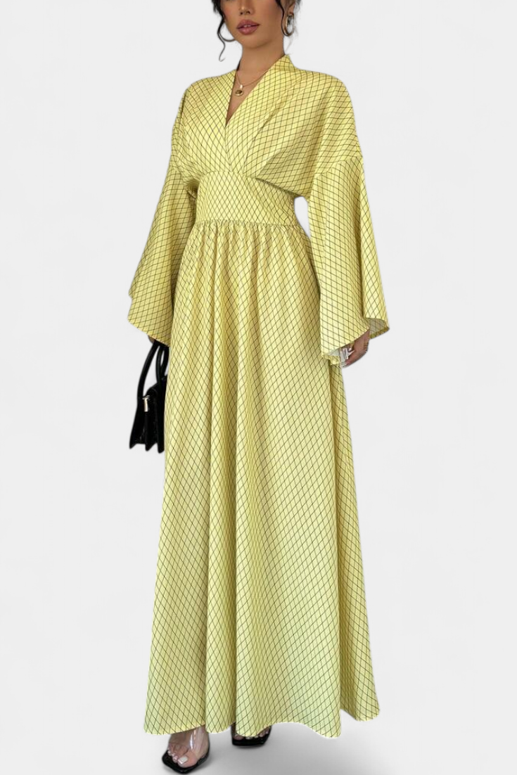 Geometrisches Maxikleid Anelia für Damen mit V-Ausschnitt