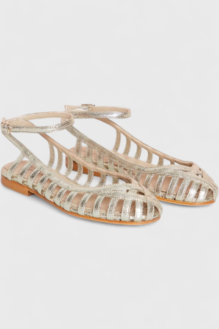 Silberne Damen-Sandalen Sofia mit Knöchelriemen