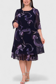 Shriley – Chiffonkleid für Damen mit kunstvollem Swirl-Muster – Ansicht 3