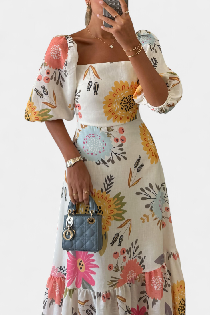 Florales Midikleid Kacey für Damen mit Puffärmeln – Ansicht 5