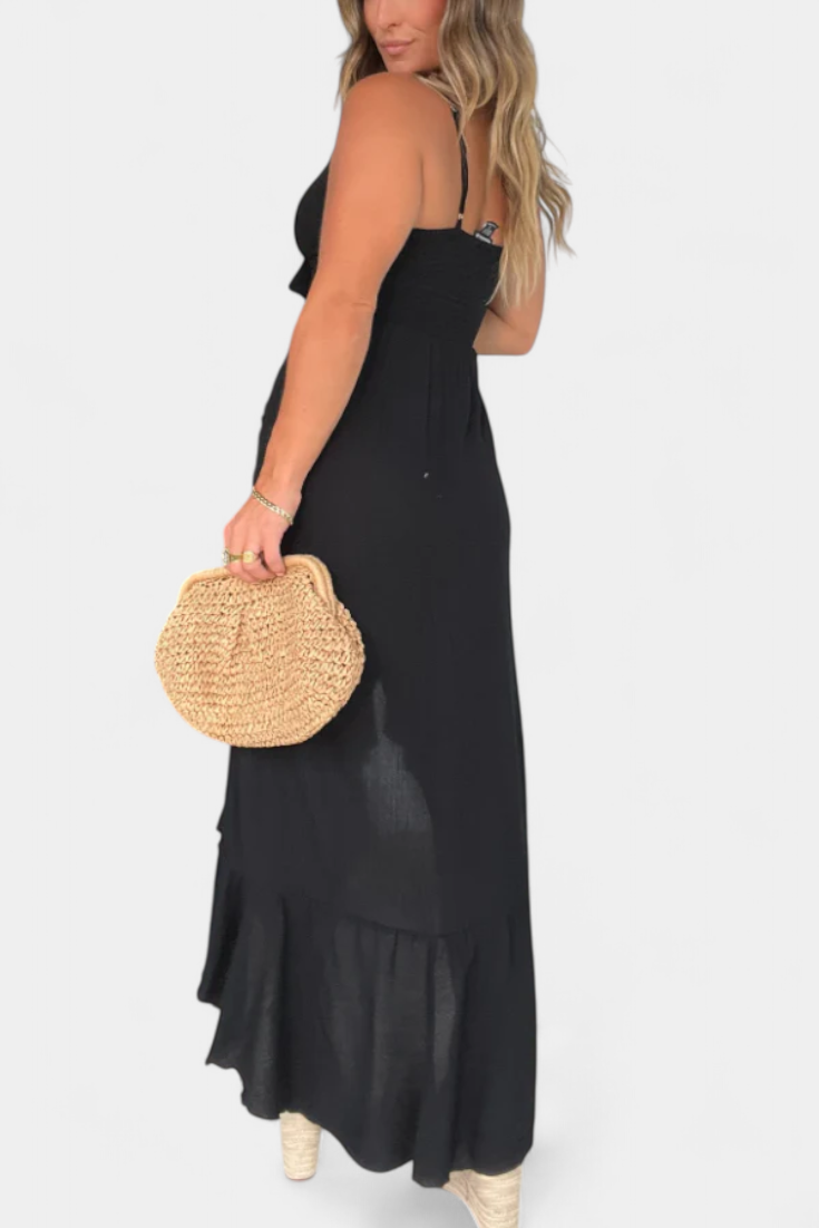 Kailani – Maxikleid für Damen mit Rüschen und Knoten vorne – Ansicht 10