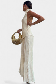 Pilarica – Elegantes Plissee-Set für Damen mit asymmetrischem Oberteil und weiter Hose – Ansicht 3