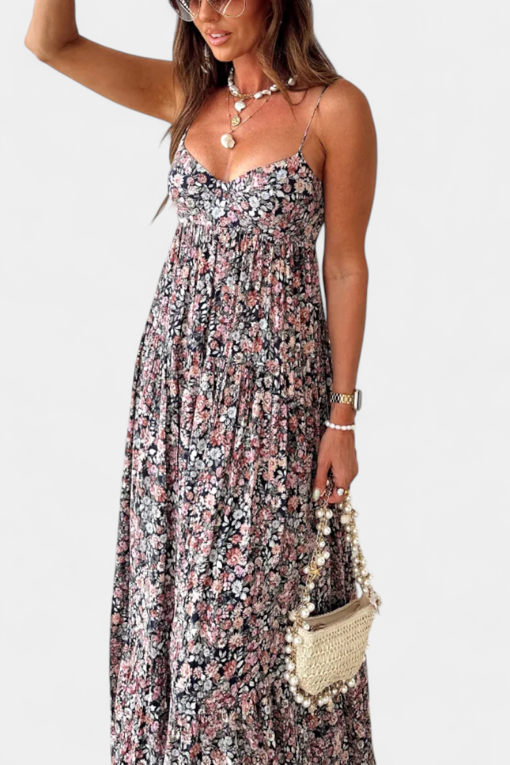 Reyna – Florales Maxikleid für Damen mit offenem Rücken – Ansicht 4