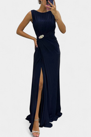 Shiloh – Plissiertes Maxikleid für Damen mit Seitenschlitz – Ansicht 4