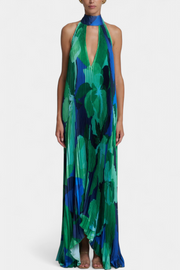 Giselle – Langes Plisseekleid für Damen mit Neckholder-Ausschnitt – Ansicht 3