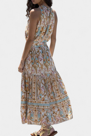 Teófila – Langes Seidenkleid für Damen mit maritimem Muster – Ansicht 3