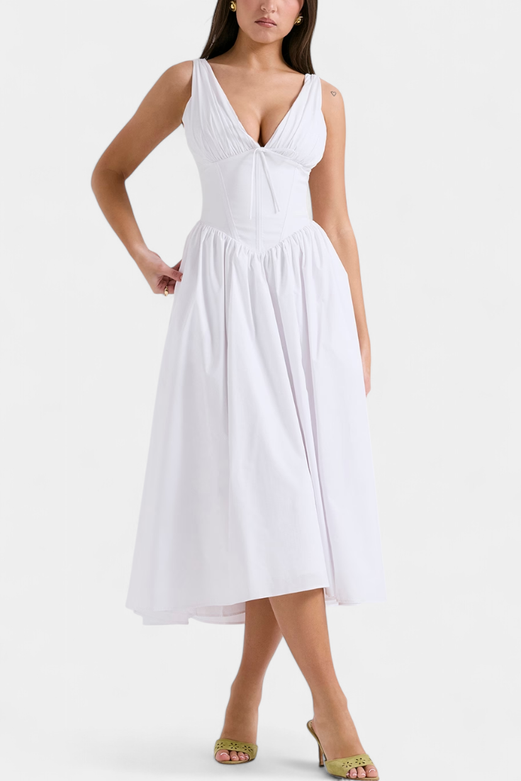 Margie – Midikleid für Damen mit V-Ausschnitt und Blumenmuster – Ansicht 7