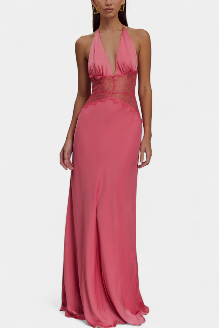 Ashanty – Langes Kleid für Damen mit Neckholder-Ausschnitt und Spitze – Ansicht 11