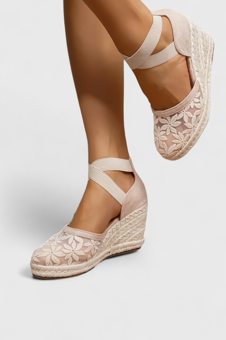 Orthopädische Damen-Sandalen Phylis mit Blumenmuster und Plateau – Ansicht 4