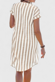 Sandrine – Leinen-Hemdblusenkleid für Damen mit Streifen und Knöpfen – Ansicht 6